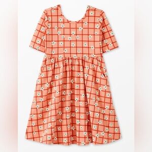 Hanna Andersson Print Skater Dress with Pockets Floral & Grid Size 120cm 6-7